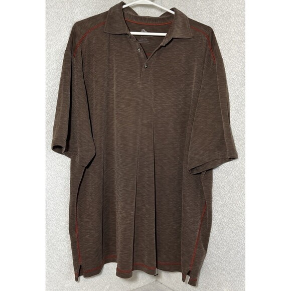 Tommy Bahama Mens Size 2XL Short Sleeve Polo Shirt Heather Brown Orange Seams - Picture 1 of 7